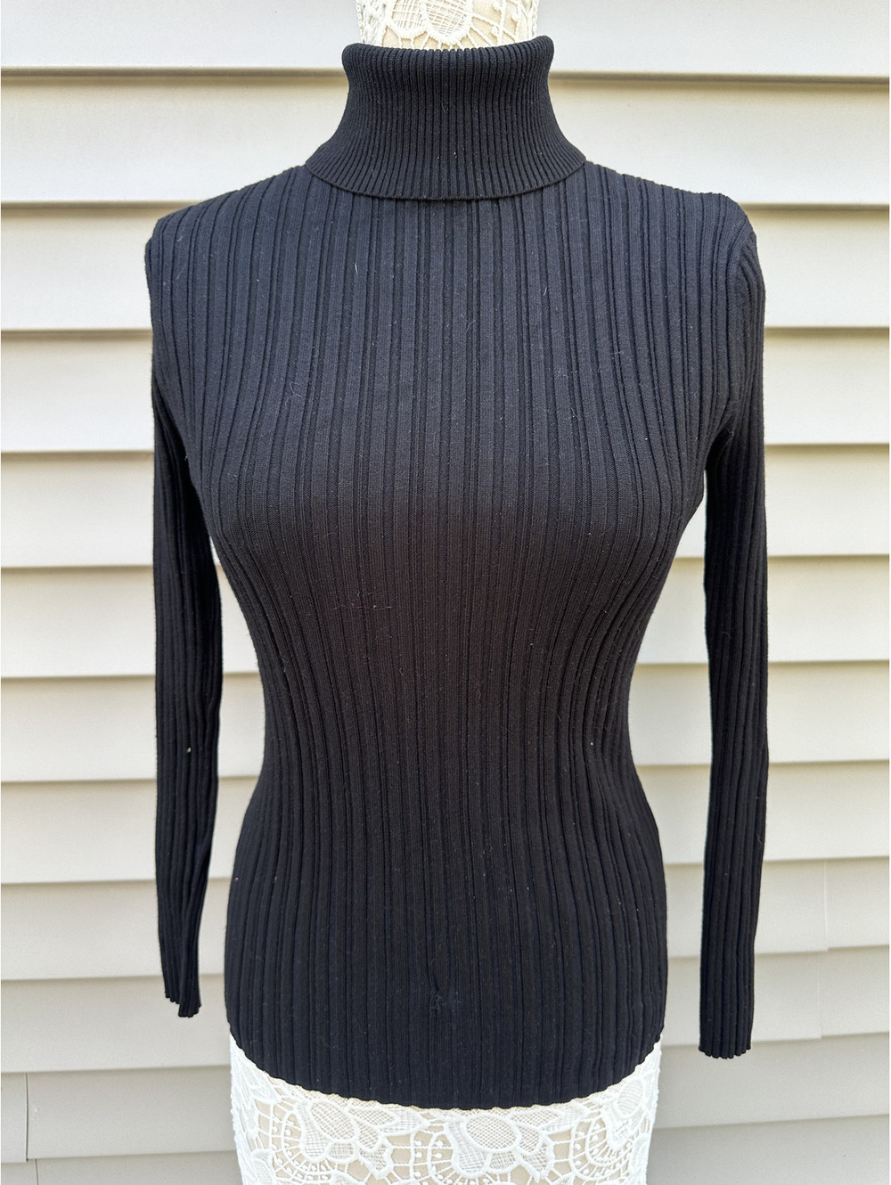 It's Our Time Black Ribbed Turtleneck Sweater Classic Minimalist Knitwear
